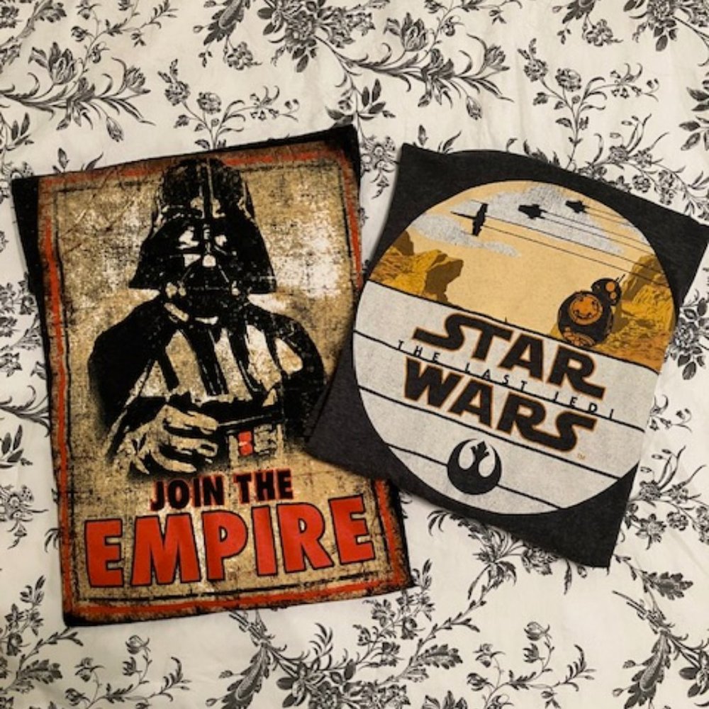 Star Wars 2 Shirt Bundle - Darth  Vader Plus The Last Jedi BB8 - Men's Large